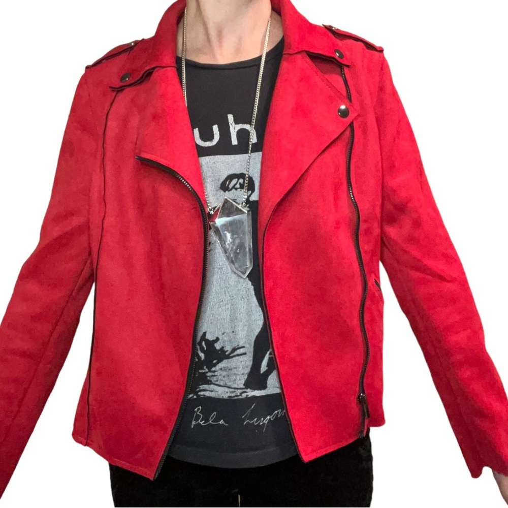 Vegan red motorcycle jacket. Only worn once.